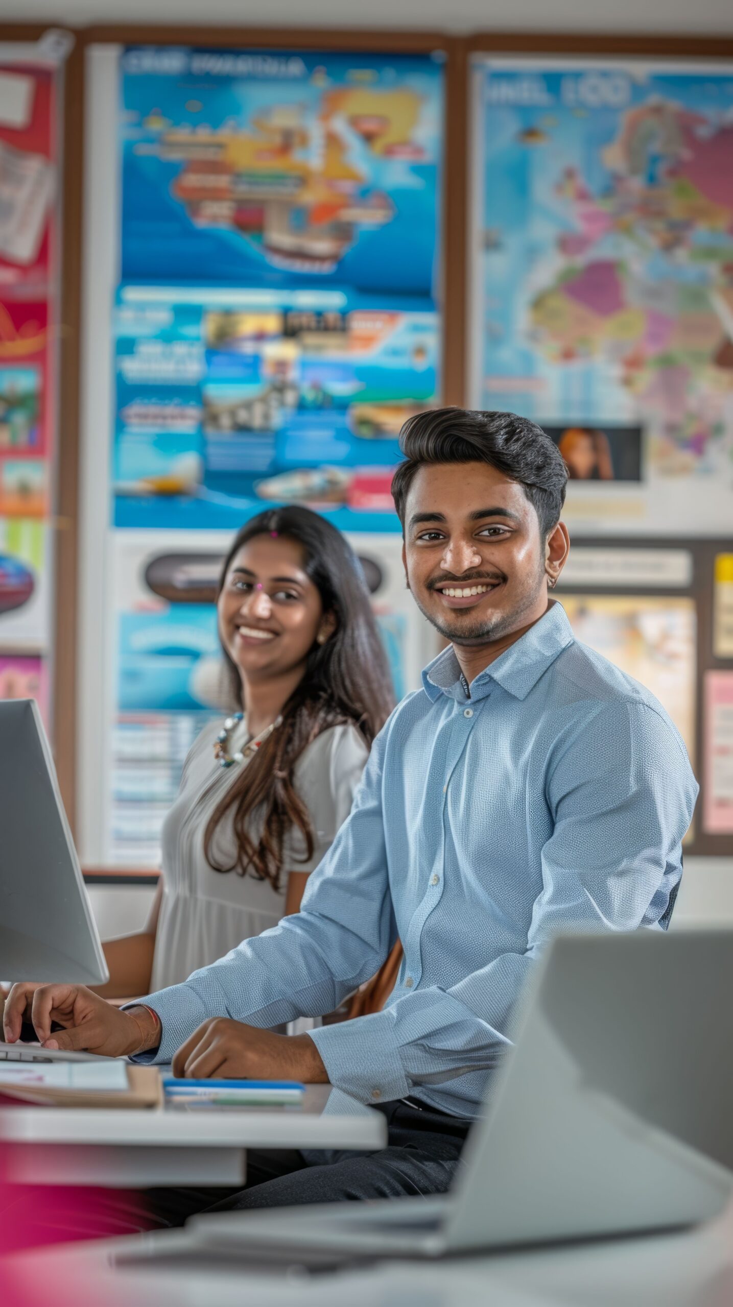 bangladeshi male female travel agents lively modern office scaled